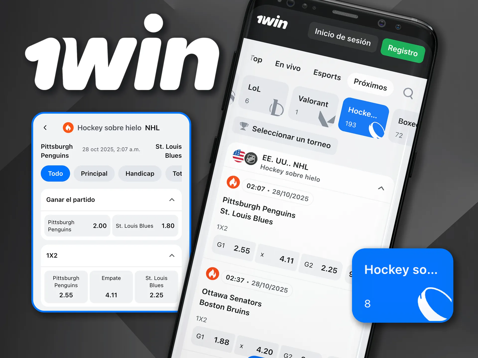 Apuesta en hockey sobre hielo desde tu móvil con 1win app de forma segura.